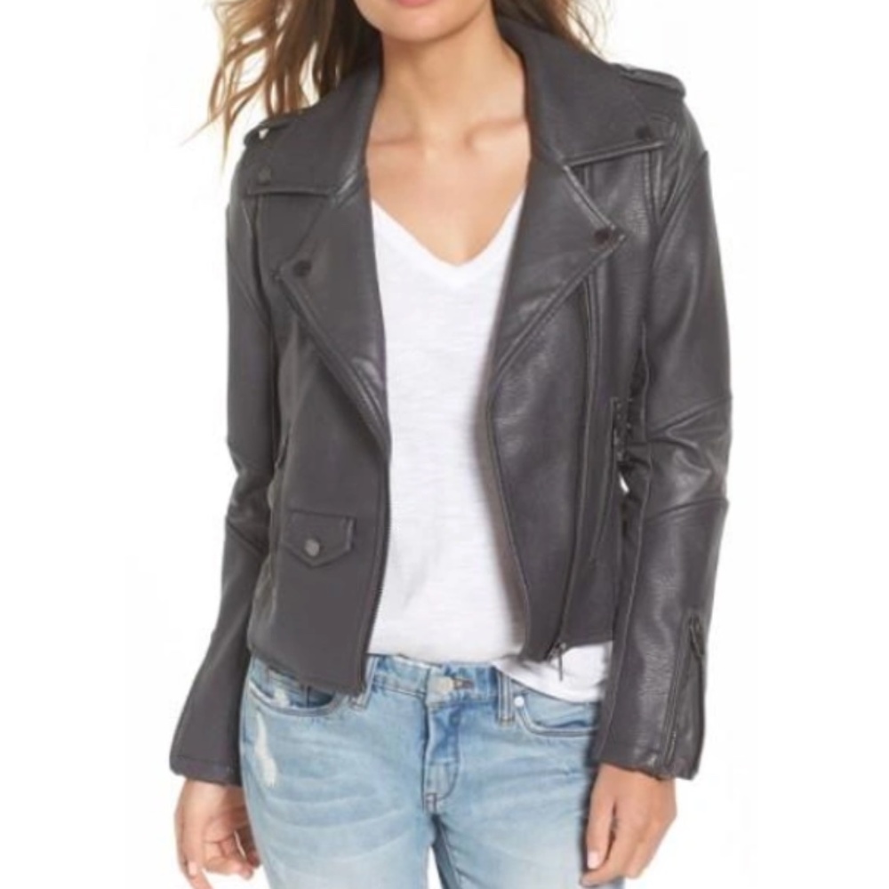Blank NYC Easy Rider Vegan Leather Motorcycle Jacket in Black
